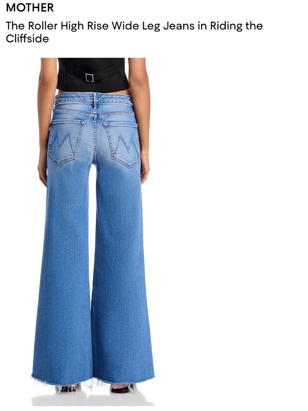Mother The Roller High Waisted Wide Leg Raw Hem Blue Jeans Women 27